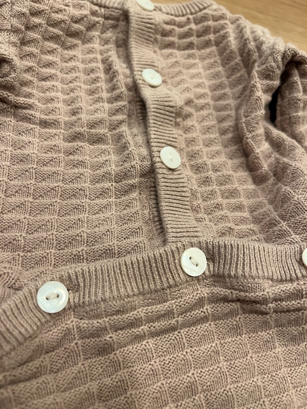 Soft Blush Waffle-Knit Footie One-Piece for Kids - Picture 5 of 5